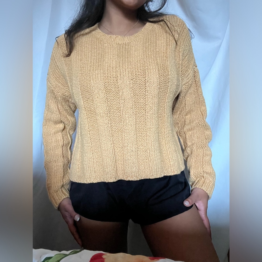 Weight and Sofe sweatshirt. Pretty Gold color and perfect for fall :)